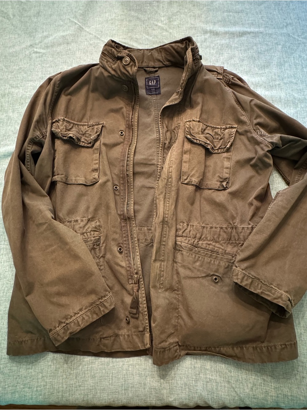 GAP Men's Military-Style Field Jacket in Olive Brown